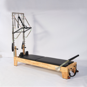 スタジオ商業耐久性ヨガオークウッドピラティスリフォーマー機械ヨガピラティスリフォーマー機器木製ピラティスリフォーマーハーフタワー付き - Product Image 5