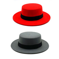 Sombrero Fedora Clásico OEM de Diseño Sólido para Hombre y Mujer, de Fieltro de Lana Formal con Ala Ancha y Copa Plana