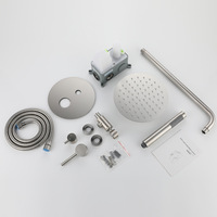 Mitigeurs dans le mur Salle de bain Système de douche à effet pluie Ensemble de robinet de bain et de douche thermostatique noir