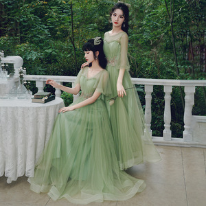 Green Bridesmaid Dress A-Line Sweetheart Neckline Long Evening Gown For Wedding Polyester Fabric 2025 Spring Style - Product Image 5