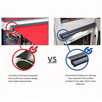 Auvent rétractable motorisé électrique en tissu imperméable et résistant aux UV pour terrasse extérieure, patio, montage mural, maison