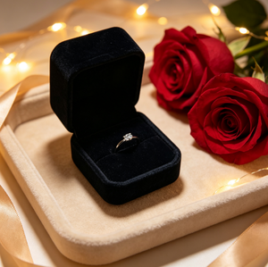 Boîte à bagues en velours avec intérieur floqué, présentoir à bijoux pour demande en mariage, emballage de bague de mariage, étui de rangement - Product Image 4
