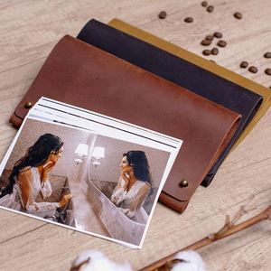 Pochette photo longue en cuir véritable, personnalisable, porte-cartes et documents, durable, unisexe, pour mariages et photographes de famille - Product Image 3