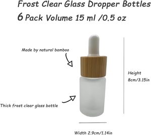 Botella de Vidrio con Gotero para Aceites Esenciales, 20ml 30ml 60ml, con Tapa de Bambú, Diseño Creativo y de Lujo, Recargable, para Perfume, con Serigrafía - Product Image 2
