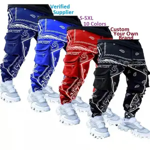 Hippi Hip Hop pantolon baskı Bandana kamuflaj kamuflajlı pantolon pantolon toptan Streetwear Baggy kargo pantolon erkekler