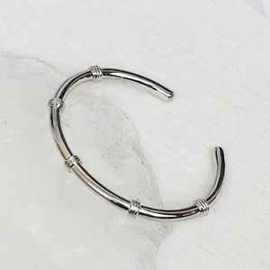 Unisex Colarmix 18K Gold Plated Bamboo-Patterned Polished Punk Style Wedding Chunky Cuff <b>Bangle</b> - Product Image 3
