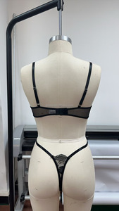 Set di Lingerie Babydoll in pizzo nero Sexy da donna con ferretto <span class=keywords><strong>trasparente</strong></span> - Product Image 4