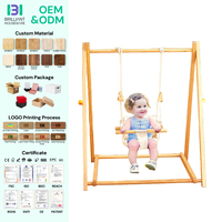 Ensemble de balançoire pliable pour bébé BH, balançoire en bois Montessori avec 4 sacs de sable et sangles d'extension pour les tout-petits de 6 à 36 mois
