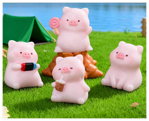 กระถางดอกไม้สวนตกแต่งตู้ปลาการ์ตูนเรืองแสงรูปสัตว์ป่าของเล่นตุ๊กตาหมู3D ขนาดเล็ก - Product Image 3