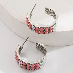 Vendita calda Vintage bohémien colorato antico <span class=keywords><strong>argento</strong></span> <span class=keywords><strong>orecchini</strong></span> in lega stile etnico occidentale - Product Image 2