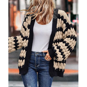 <span class=keywords><strong>Cardigan</strong></span> da donna con scollo a V a maniche lunghe lavorato a maglia in <span class=keywords><strong>cotone</strong></span>, - Product Image 1