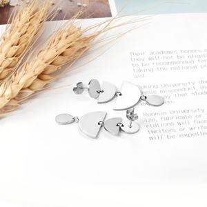 Boucles d'oreilles pendantes demi-cercle exagérées en acier inoxydable plaqué or 18 carats pour femmes, bijoux fantaisie tendance, vente chaude - Product Image 3