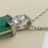 Collier pendentif en argent sterling 925 au design floral vintage, pierre précieuse émeraude cultivée en laboratoire, bijoux certifiés pour cadeau