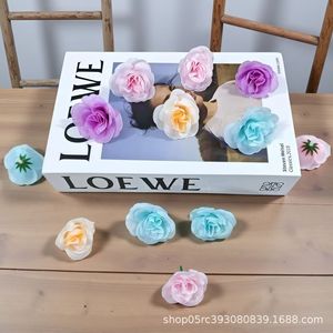 Roses artificielles à branche unique en tissu PU réaliste pour décoration de mariage – Rose, violet, jaune clair - Product Image 3