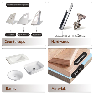 Europäische Antike Badezimmerschränke Neues Konzept Holz-Waschtisch mit Spiegelbeleuchtung Moderner Stil Badezimmermöbel für Villen - Product Image 4