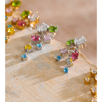 Boucles d'oreilles pendantes JINYOU 9056 tendance en acier inoxydable plaqué or 18K PVD avec zircon cubique coloré pour femmes