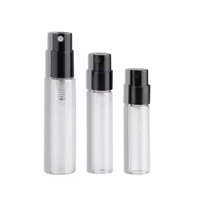 Mini flacon en verre de 1,5 ml et 2 ml avec pulvérisateur à pompe, sérigraphie, bouteille vide à col serti, échantillon de parfum, emballage cosmétique, diffuseur à bâtonnets