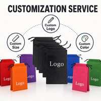 Sac à cordon en tissu noir écologique avec logo personnalisé, pochette réutilisable en toile de coton, emballage cadeau pour bijoux, sac anti-poussière