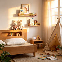 Étagère murale en bois avec barrière de sécurité pour les livres des enfants, chambre d'enfant, coin lecture, salle de classe, décoration de la maison