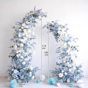 Arche de fleurs artificielles bleu dégradé pour mariage, banquet, table de desserts, panneau de bienvenue, décoration de fond de table, décoration de fête à domicile - Product Image 3