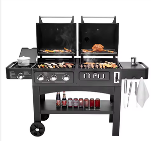 Barbecue Four De Cuisson Fer Gaz Charbon Grill avec Revêtement En Poudre pour Kebab Poêle Fumeur <span class=keywords><strong>Cheminée</strong></span> Barbecue À Double Usage - Product Image 1
