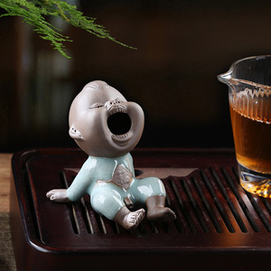 Creative Peeing Child Tea Pet <b>Ceramic</b> Figurine Manneken Pis Tea Tray <b>Ornament</b> Home Decor Living Room Feng Shui Style - Product Image 3