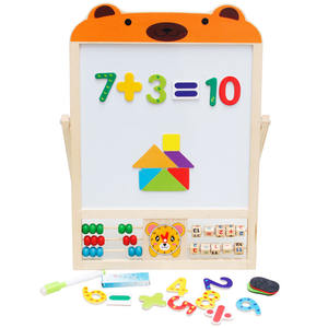 2-in-1 çocuklar eğitim çizim kurulu seti çift taraflı manyetik ahşap şövale Blackboard ile öğrenme ve oyun için standı - Product Image 4