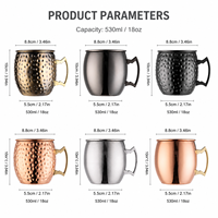 Nouvelle Arrivée Chope à Bière Moscow Mule Créative en Acier Inoxydable à Double Paroi, Design Martelé, Plusieurs Tailles, Haut de Gamme, Compatible Lave-Vaisselle