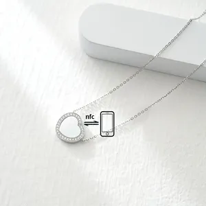 Totwoo perhiasan halus untuk wanita NFC toko video perhiasan khusus 925 kalung hati perak untuk wanita kalung nama kosong