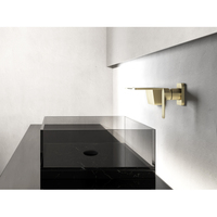 Robinet de salle de bain cascade mural monocommande en laiton doré à arc haute, moderne