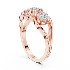 Bague en or rose sertie de diamants, bijoux élégants et brillants pour femmes, cadeau de mariage ou de fiançailles - Product Image 1