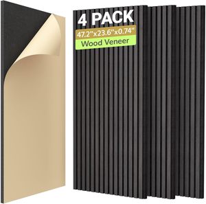 Tự dính akupanel Chất lượng cao 3D khuếch tán Slatted cách âm Veneer rãnh tường Bảng điều khiển trang trí vật nuôi Acoustic tấm - Product Image 1