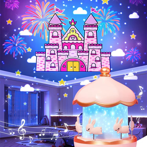 USB có thể sạc lại dễ thương đầy sao trẻ em phòng ngủ ánh sáng ban đêm phong cách hiện đại đầu giường Bunny đèn đêm chiếu ABS Chất liệu Plug-in điện - Product Image 4