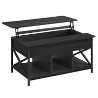 Kainice-Table basse noire à plateau relevable, pliable et extensible, grande capacité, compartiments en bois, meubles de maison