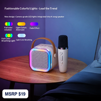 Enceinte karaoké portable K12 Mini, enceinte de fête sans fil USB, 2 microphones, son surround 360°, radio FM, batterie intégrée, carte TF