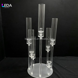 Candelabro Cuadrado de Acrílico Transparente LEDA con 8 Brazos, Portavelas para Bodas, Decoración de Iluminación para Eventos y Escenarios - Product Image 2