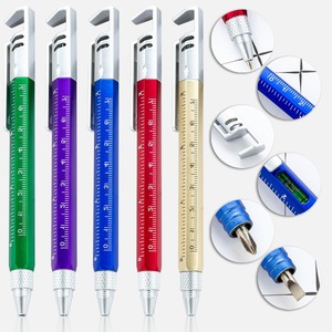 Custom Logo 6-in-1 Multifunction <strong>Office</strong> <strong>Tool</strong> Pen Plastic Screwdriver Ruler Level for Stylus &amp; Ballpoint for Gifts - Product Image 1
