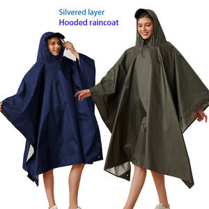Poncho de lluvia impermeable Unisex ligero capa plateada conveniente impermeable con capucha para una sola persona para adultos para excursiones de campamento - Product Image 1
