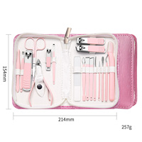Ensemble de manucure et pédicure en acier inoxydable rose Babi, durable, pour femmes et filles - Utilisation en salon et à domicile, kit de coupe-ongles