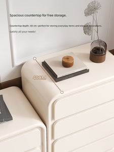 Commode en bois laqué style crème, minimaliste et moderne, pour chambre à coucher, chevet ou salon - Product Image 4