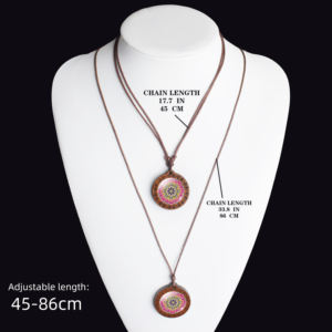 Collana pendente in legno con Mandala in legno intagliato a mano-cordone naturale, stile Boho Yoga regalo di meditazione - Product Image 4