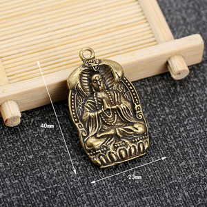 Pendentif Bouddha en laiton 46x27mm, style antique, porte-clés de voiture, étiquette décorative - Product Image 4