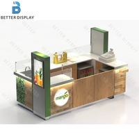 Conception de kiosque de jus de café de centre commercial de luxe Comptoir de présentation des aliments Conception de comptoir de bar durable Kiosque de vente au détail personnalisé à vendre