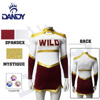 Uniforme de cheerleading de style le plus récent 2026 avec logo brodé, robe pour filles sur mesure avec strass brillants