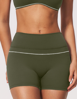 Nouveau short de yoga grande taille 2026 en Spandex/Nylon, color-block, taille haute, effet ventre plat, rehausseur de fessier, infroissable, Amflex