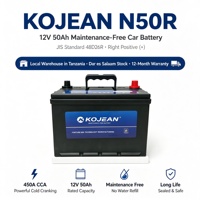 Batterie de voiture au plomb-acide Kojean N50R 12V 50Ah 450A CCA sans entretien JIS 48D26R borne positive droite