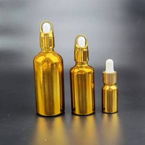 Bouteilles d'huile essentielle en verre plaqué or de haute qualité, de 5 ml à 100 ml, avec compte-gouttes, scellées, emballées dans un carton, pour usage oculaire - Product Image 1