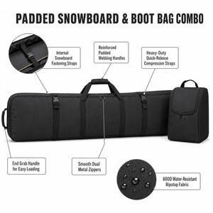 Bolsa Acolchada para Tabla de Snowboard con Logotipo Personalizado, 165 cm, Juego Combinado con Bolsa para Botas, Tela Ripstop 600D, Fabricación OEM/ODM Directa de Fábrica, MOQ 500 Conjuntos, Venta al Por Mayor - Product Image 3