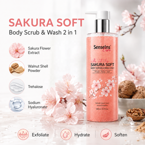 Gel Douche Exfoliant Éclaircissant et Blanchissant 2-en-1 Marque Blanche Parfum Citron Vert et Sakura Frais Doux 500ml - Product Image 4