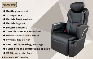 Asientos de coche aerodinámicos eléctricos ajustables VIP de lujo con calefacción de ventilación de masaje para Kia Carnival Toyota <span class=keywords><strong>Sienna</strong></span>, novedad - Product Image 5